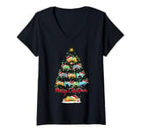 Womens Video Game Controller Xmas Lights Video Game Christmas Tree V-Neck T-Shirt