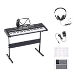 Amazon Basics Clavier de piano numérique portable 61 touches Haut-parleurs et chansons intégrés Prise européenne, 93 x 30.4 x 9.32 cm (L x l x H), Noir