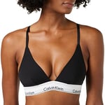 Calvin Klein - Women's Unlined Triangle Bralette - Modern Cotton - 53% Cotton 35% Modal 12% Elastane - Black - Semi-sheer Lace - Supportive Elastic Underband - No Padding - Size S