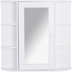 Homcom - Armoire murale salle de bain armoire à glace placard de rangement toilettes 1 porte + étagères latérales mdf blanc