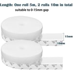 Crea - Lot de 2 bandes d'étanchéité en silicone 10 m25 mm, joint autocollant pour porte et fenêtre, joint transparent pour bas de porte,