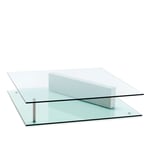 Living Divani - Plane Table, Walnut Canaletto - Soffbord - Massimo Mariani - Transparent - Glas/Trä