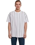 Urban Classics Men's Heavy Oversized AOP Stripe Tee T-Shirt, White (White/Navy), XL