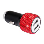 Chargeur De Téléphone, Adaptateur De Chargeur De Voiture De Charge Rapide Universel Mini Double Strass USB pour Téléphone Rouge Taille Unique