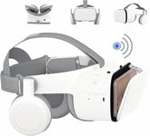 VR Casque VR Bluetooth pour iPhone/Samsung... Lunettes de réalité virtuelle 3D avec télécommande sans Fil, Lunettes VR pour Films et Jeux compatibles pour téléphones Android/iOS (Blanc)