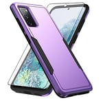 Asuwish Phone Case for Samsung Galaxy S20 FE Gaxaly S 20 FE 5G UW 6.5 inch with Screen Protector Cover and Hybrid Full Body Protective Cell Glaxay S20FE5G S20FE 20S Fan Edition 4G G5 Women Men Purple