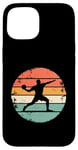 Coque pour iPhone 15 Jeu de balle rétro Sunset Dodgeball Player Silhoutte Dodge Ball Game