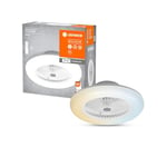 LEDVANCE Smart WiFi LED ventilateur de plafond, rond, blanc, dimmable, vitesse d'air réglable, télécommande incluse, contrôlable via l'application et l'assistant vocal, installation facile