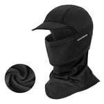 ROCKBROS Cagoule Polaire Vélo Noir d'hiver, Chapeau Coupe-Vent de Homme Femme, Masque à Capuchon avec Visière pour VTT Moto Ski Skateboard Running Randonnée