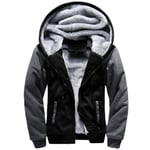 Herrar Tröja Varm Fleecefodrad Sweatshirt Jacka Vinter Gym Fleece Huvtröja Full Zip Varm Tjock Kavaj Black and gray 4XL