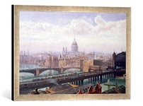 'Image encadrée de John CROWTHER "View of London showing St Paul S and Canon Street Station FROM Southwark Bridge, d'art dans le cadre de haute qualité Photos fait main, 60 x 40 cm, argent Raya