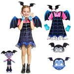 Disney Vampirina Cosplay Klänning Flickor Barn Prinsessa Klä upp Jul Halloween Dräkt Barn Karneval Fest Utklädnad Vampyr Vampirina 10 5-6T (Storlek 140)