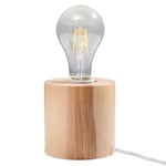 Lampe de bureau cylindrique en bois Bois naturel 10 x 10 cm