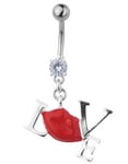 Navelpiercing - Love Your Red Lips - Silver