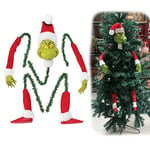 Grinch - Décoration de Sapin de Noël, tête d'elfe, Bras et Jambes pour Sapin de Noël, étole de Noël - Elfe de Noël en Peluche - Guirlande décorative (A)