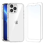 NEW'C Coque pour iPhone 13 Pro Max (6,7") Ultra Transparente Silicone en Gel TPU Souple et 2 × Verre trempé pour iPhone 13 Pro Max (6,7") Film Protection écran