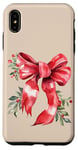 Coque pour iPhone XS Max Noeud rouge de Noël esthétique gui Jolly Leaves sur beige