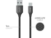 Fonex Data Cable Usb To Type-C 12W Fabric 1M By Fonex Black