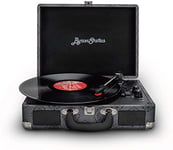 ByronStatics Vinyl Record Player Tourne disque à 3 vitesses, Bluetooth 5.0 haut parleurs stéréo intégrés, aiguille de remplacement, sortie de ligne RCA AUX dans la prise casque, valise vintage