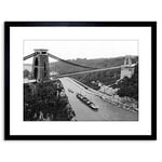 Wee Blue Coo 9x7 '' BRISTOL CLIFTON BRIDGE CLIFFS ENGLAND OLD BW FRAMED ART PRINT F97X214