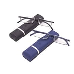 KoKoBin Lot de 2 lunettes de lecture avec cadre TR90 ultra léger - Demi-lunettes en métal avec demi-cadre - Aide à la vision avec étui à lunettes pour homme et femme + 1,5