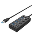 ORICO USB 3.0. Hub with switches 4x USB (black) USB hub - USB 3.0 - 4 ports - Sort