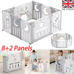 Foldable 10 Panels Baby Playpen Plastic Kids Safety Yard for Baby and Toddler UK