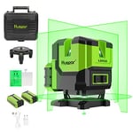 Huepar Niveau Laser Multilignes 4 Lignes Verticales 1 Ligne Horizontale à 360° Point d'Aplomb, Outil Laser Auto-Nivelant en Croix Vert Base Levage/Rotative, 2 Batteries Li-ion Etui de Transport-LS41G