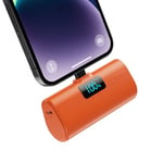 Mini Batterie Externe pour iPhone 5200mAh, Power Bank Ultra-Compact et Léger 20W PD Charge Rapide Chargeur Externe avec Écran LCD, Petit Batterie Portable Compatible avec iPohone 14/13/12/11/XR-Orange