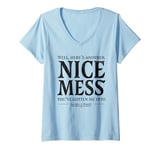 Womens Laurel & Hardy Here's Another Nice Mess Ollie Quote V-Neck T-Shirt