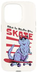 Coque pour iPhone 15 Pro Just Skate Fun Planche de skateboard rétro Motif chat Rouge