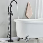 Free Standing Floor Mounted Tub Filler Mixer Bathtub Tap Faucet Shower Set Black