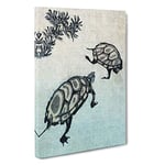 Big Box Art Kame Turtles by Ando Hiroshige Painting Canvas Wall Art Framed Picture Print, 30 x 20 Inch (76 x 50 cm), White, Beige, Grey, Black