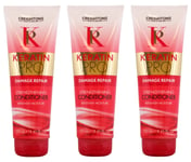 3x Creightons Keratin Pro Damage Repair Smooth & Strengthen Conditioner 250ml