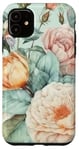 Coque pour iPhone 11 Rose vintage orange pastel floral fleuri