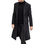 Herr trenchcoat lång trenchcoat herr Trenchcoat enkelknäppt Svart Black L