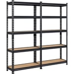 Étagère à 5 Niveaux Étagère Metallique Garage 153 × 75 × 30cm Charge 175kg Noir