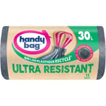 Handy bag sacs poubelle à poignées coulissantes ultra resistant 30l, 80% de plastique recyclé, 1 rouleau de 15 sacs