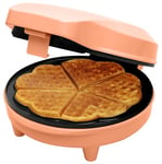 Bestron Gaufrier pour gaufres classiques en forme de cœur, Gaufrier avec revêtement anti-adhésif pour gaufres en forme de cœur, Design rétro, 700 Watts, Couleur: Orange