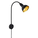 BRILONER Lampe de lit, applique murale, lampe de lecture avec Bras flexible, avec interrupteur marche/arrêt, 1 ampoule E14, max. 25 W - Métal noir et doré - 2084-015