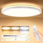 Plafonnier Led 24W 2642LM avec Télécommande & Rétro-Éclairage, Dimmable Luminaire Plafonnier Led 3000K-6500K, Luminaire Lampe de Plafond Intérieur pour Chambre Cuisine Couloir Balcon Salon, Φ30CM