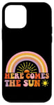 Coque pour iPhone 12 mini Here Comes The Sun Style rétro arc-en-ciel