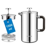 ecooe Cafetière de Presse Française de 1500ml / 50 oz en Acier Inoxydable pou...