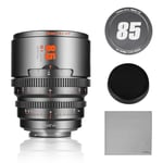 7artisans Objectif cinéma Professionnel T2.1 85 mm, Cadre S35 Compatible avec Monture Canon RF-S pour Red Komodo/Komodo X/Canon C70/R7/R50/R85 (Gris Titane)