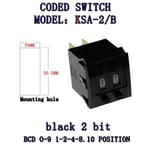 Commutateur de codage KSA-2/B BCD aster 21C Commutateur de code 0-9 Joli interdit 1/2/3/4 Commutateur numérique 5 contacts - Type KSA-2-B 2-bit black