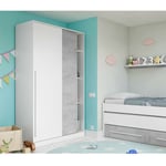 Habitdesign - Armoire moderne avec 2 portes coulissantes, Armoire de chambre à coucher avec 3 étagères et tringle à vêtements, Cm 120x50h200, Couleur