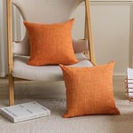 Home Brilliant Cushion Covers 60cm x 60cm Set of 2, Decorative Burnt Orange Cushions Cover for Bed, Soft Linen Large Cushions for Sofa, 60x60 cm, Orange