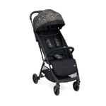 Poussette légère CHICCO Glee, pratique et légère, fermeture automatique, siège large et confortable, roues de haute qualité, dossier réglable, canopy solaire, jusqu'à 22 kg, noir à motif