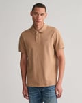 Gant Mens Regular Fit Short Sleeve Shield Logo Pique Polo - Khaki - Size 2XL