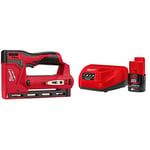 Milwaukee M12BST-0 12v Cordless Compact Stapler Body Only, Red & M12 NRG-201 Energy Pack 12V 1 x 2.0Ah Li-ion